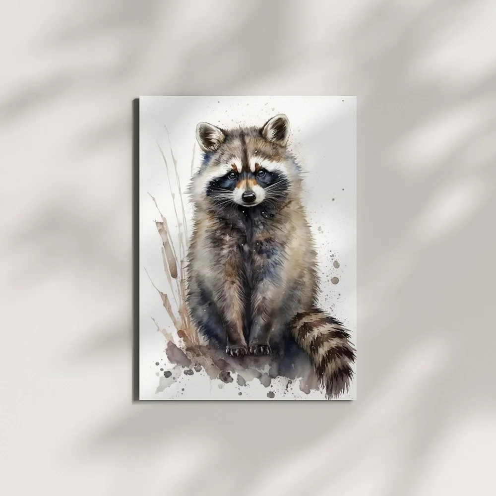 Cute Raccoon Watercolor Wall Art Illustration Print Poster Card Unframed - Picture 3 of 9